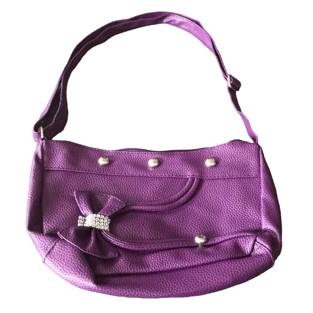 FAUX LEATHER PURPLE EMBELLISHED CROSSBODY BAG